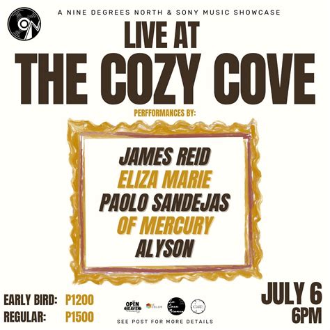 Another ‘Live at The Cozy Cove’ gig is right around the corner!.